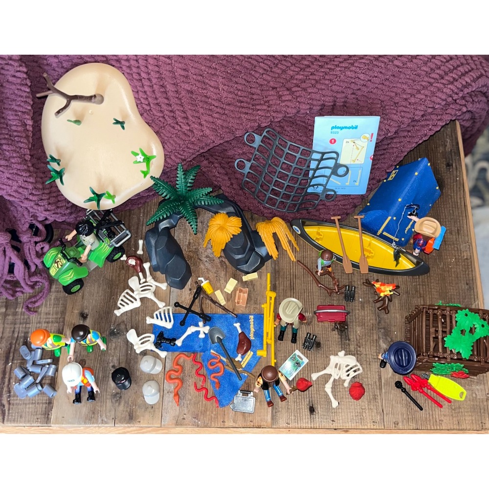 Playmobil Adventure Lot ATV Canoe Tent Figures Skeleton Jungle Safari